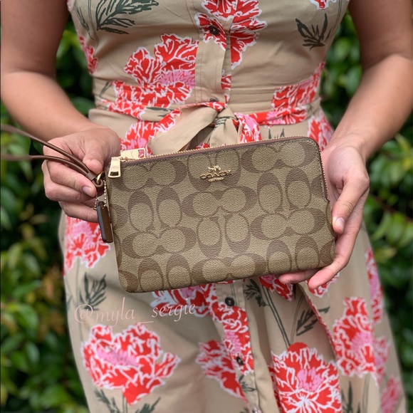 💕Coach💕Signature Double Zip Wristlet - Picture 2 of 7